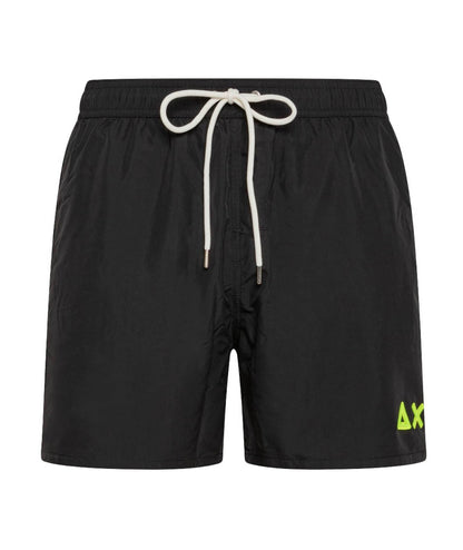 SUN68 BEACH PANTALONCINI DA MARE CON LOGO FLUO H33108 NERO