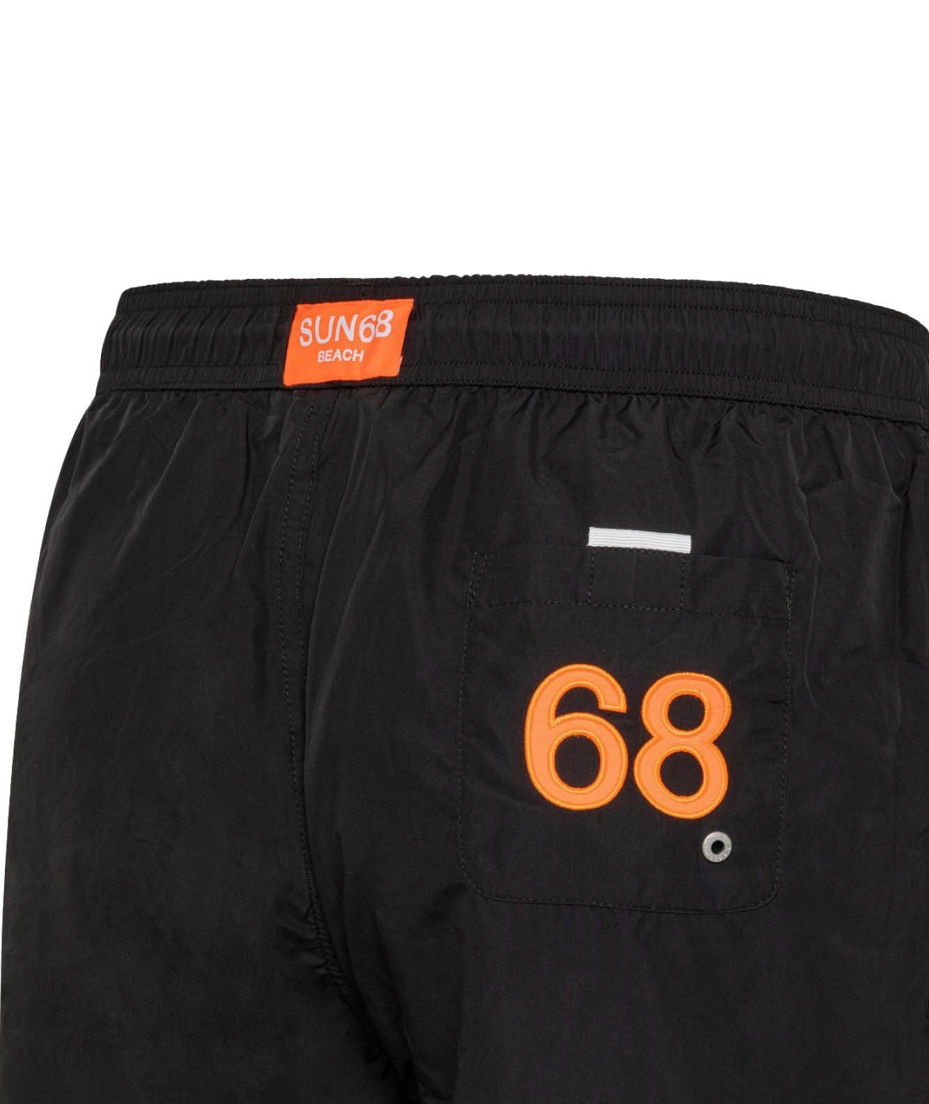 SUN68 BEACH PANTALONCINI DA MARE CON LOGO FLUO H33108 NERO