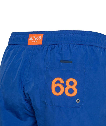 SUN68 BEACH PANTALONCINI DA MARE CON LOGO FLUO H33108 BLU ROYAL