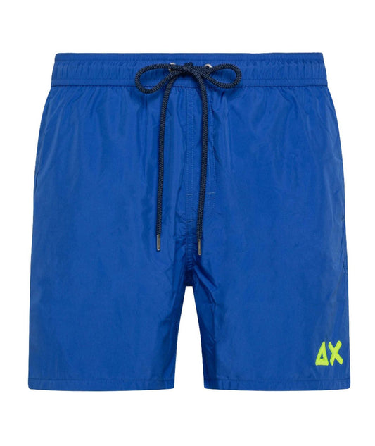 SUN68 BEACH PANTALONCINI DA MARE CON LOGO FLUO H33108 BLU ROYAL