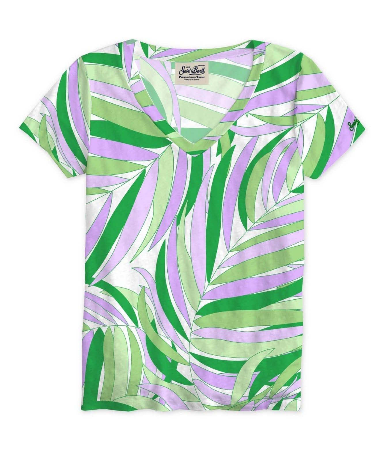 MC2 SAINT BARTH T-SHIRT ELOISE IN LINO COLORS PALM MULTICOLORE