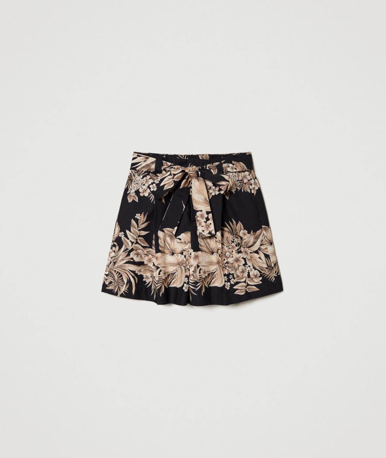 TWINSET SHORTS CON STAMPA 231TT2503 NERO BEIGE