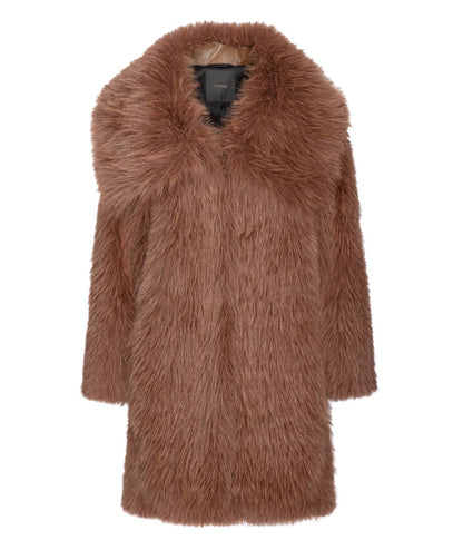 PINKO CABAN COAT IN FAUX FUR FUR EFFECT CATTIVIK BROWN