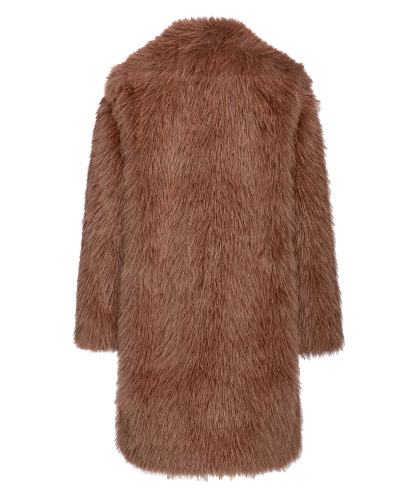PINKO CABAN COAT IN FAUX FUR FUR EFFECT CATTIVIK BROWN