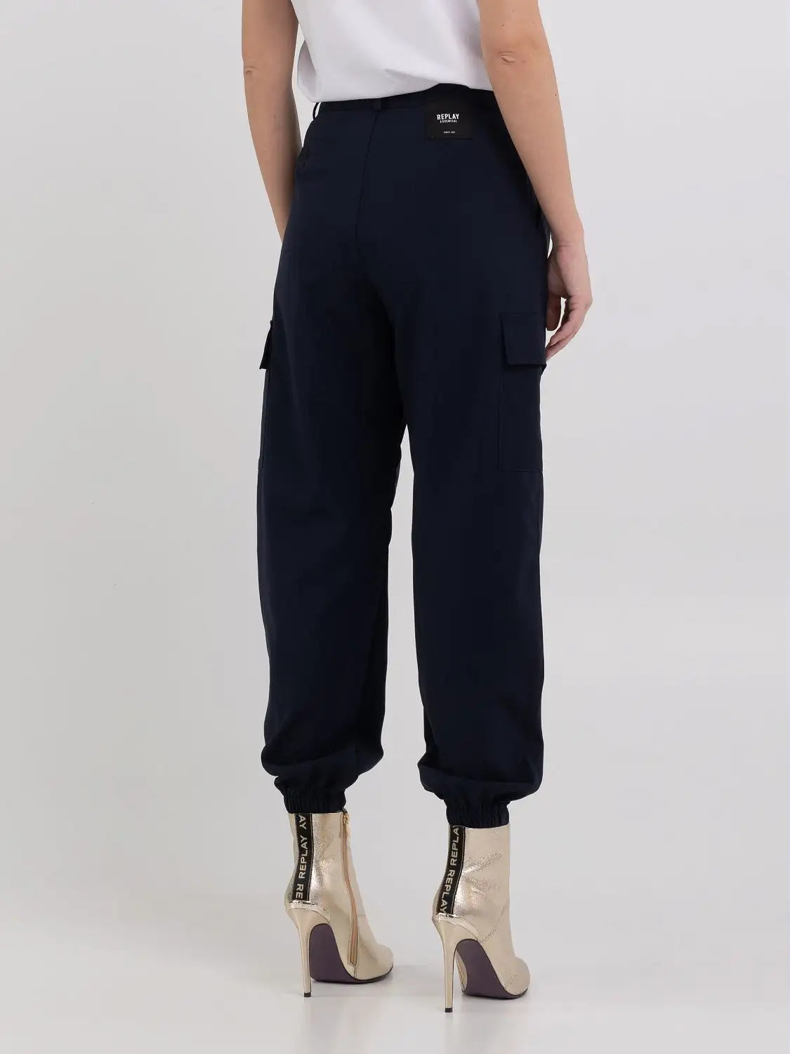 REPLAY PANTALONE JOGGERS MISTO LANA W8085.84779  NERO