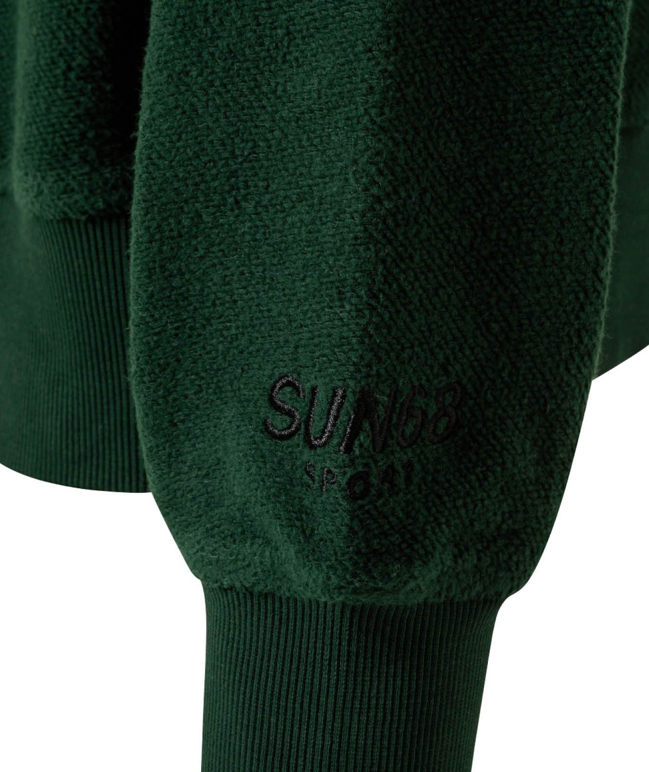 SUN68 FELPA MEZZA ZIP COTONE FELPATO F43171 VERDE