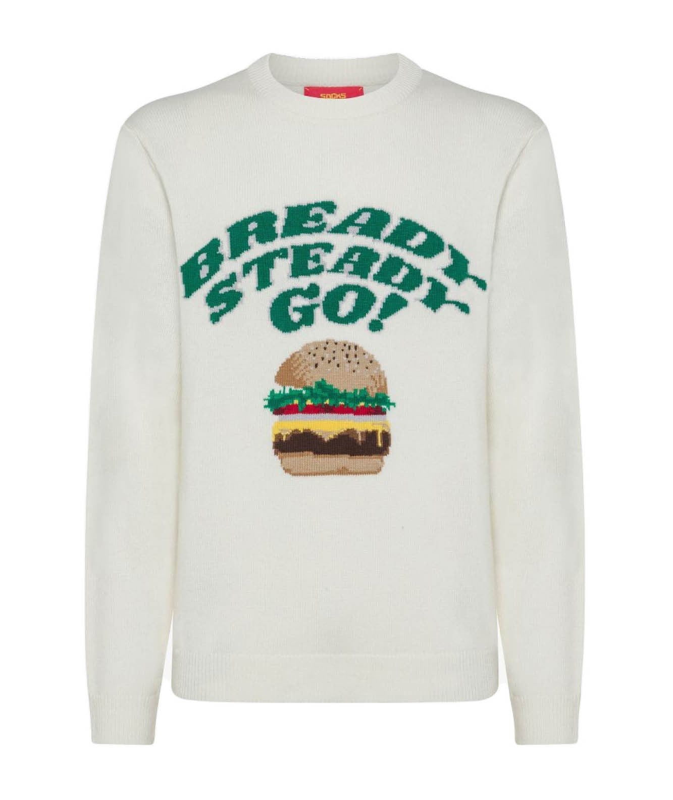 SOCKS BURGER AND FRIES MAGLIA GIROCOLLO I LOVE BURGER BFK43108 BIANCO