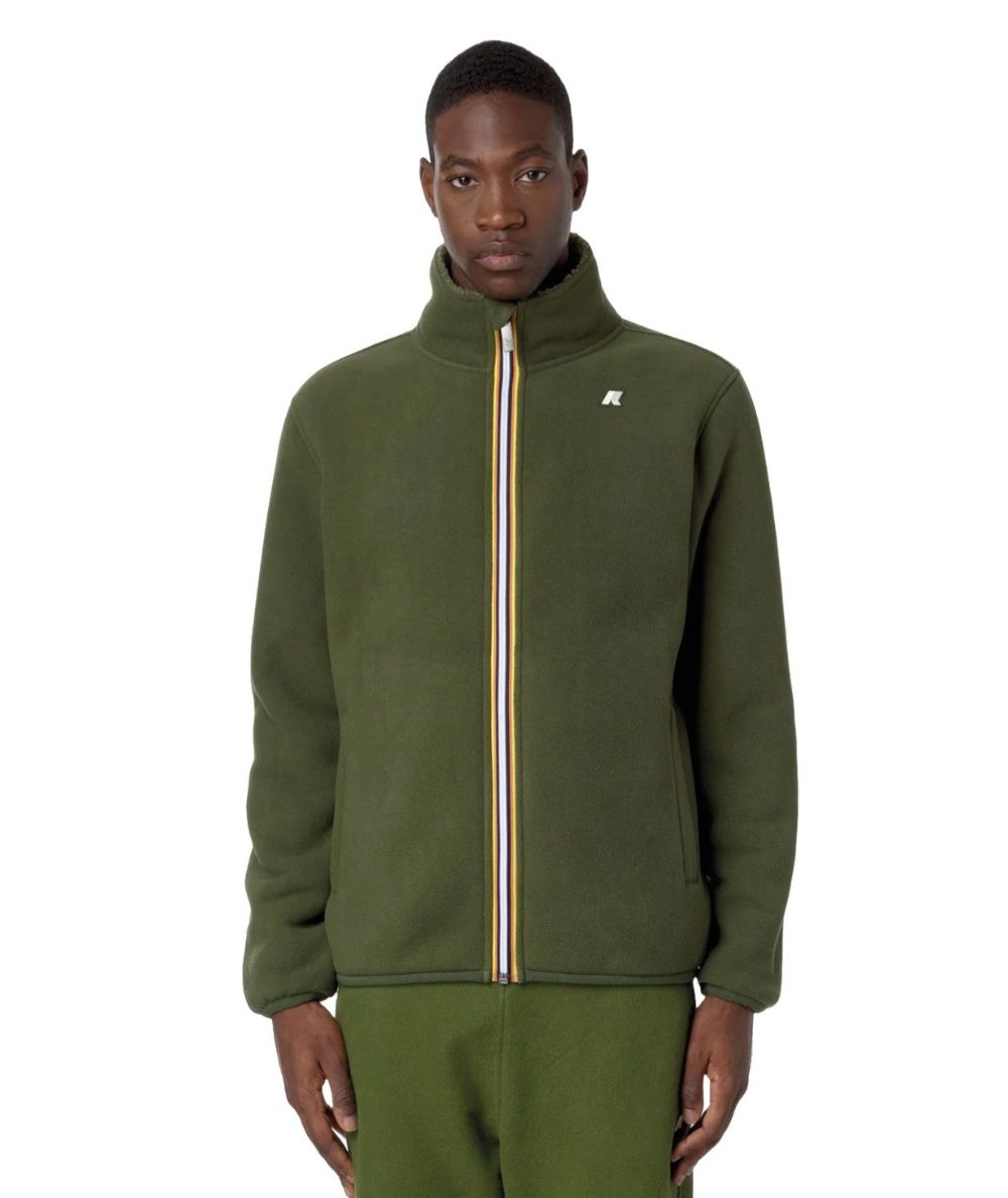 K-Way Giubbo Reversibile in Pile e Orsetto Pascal Sherpa Polar K4122VW Verde Muschio