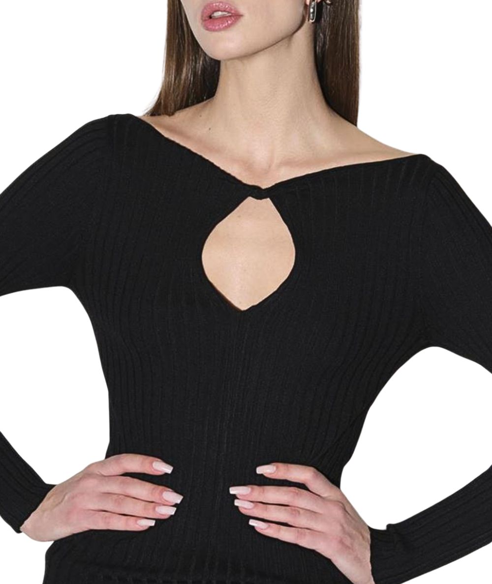 Kaos Fashion RI1NT051 Schwarzer Pullover mit Cut-Out-Detail