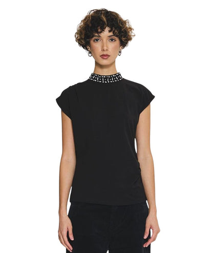 Kaos Jeans Top con Applicazioni RIJDK004 Nero