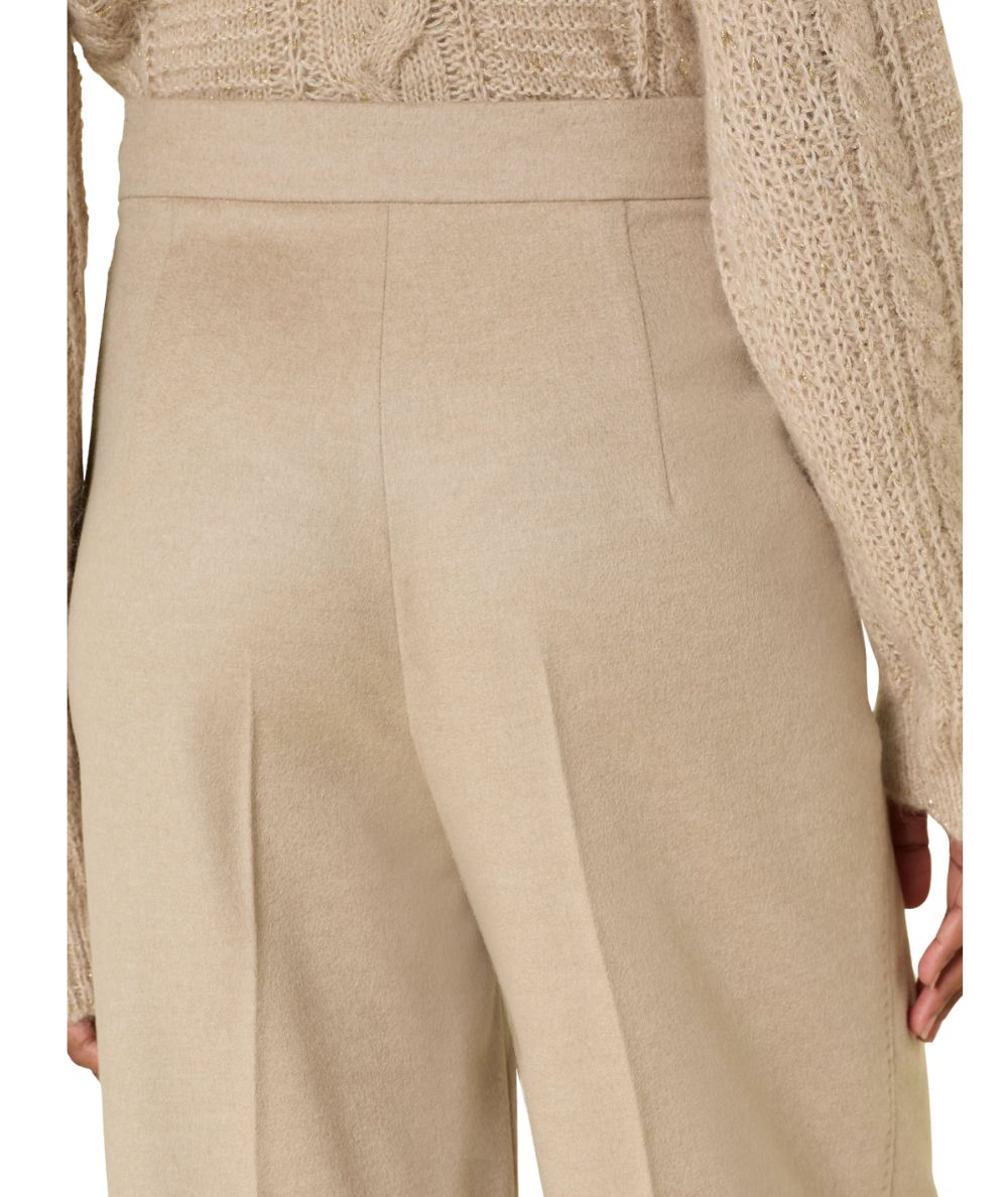 Max Mara Studio Pantaloni in Drap di Lana Marengo Beige