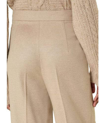 Max Mara Studio Pantaloni in Drap di Lana Marengo Beige