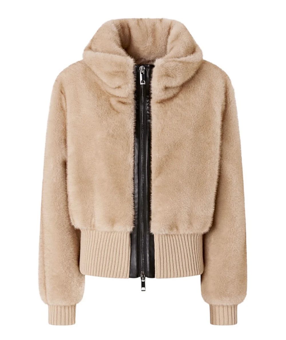 Pinko Bomber in Eco Pelliccia BAGELS Beige