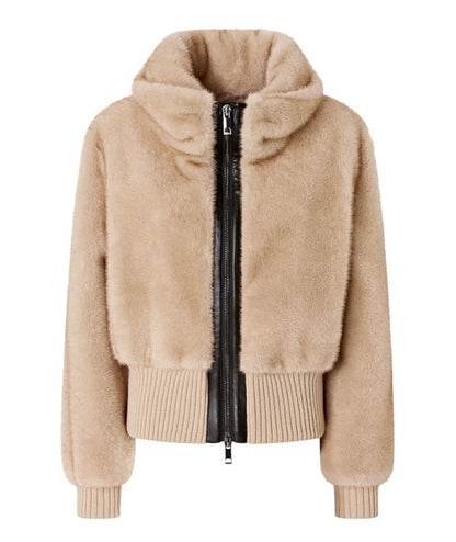 Pinko Bomber in Eco Pelliccia BAGELS Beige