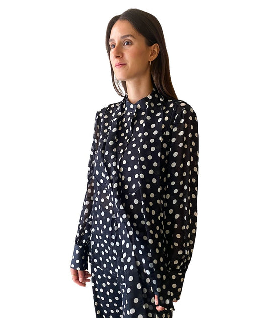 SHIRTAPORTER Casacca in Fantasia Pois SH3772 Nero