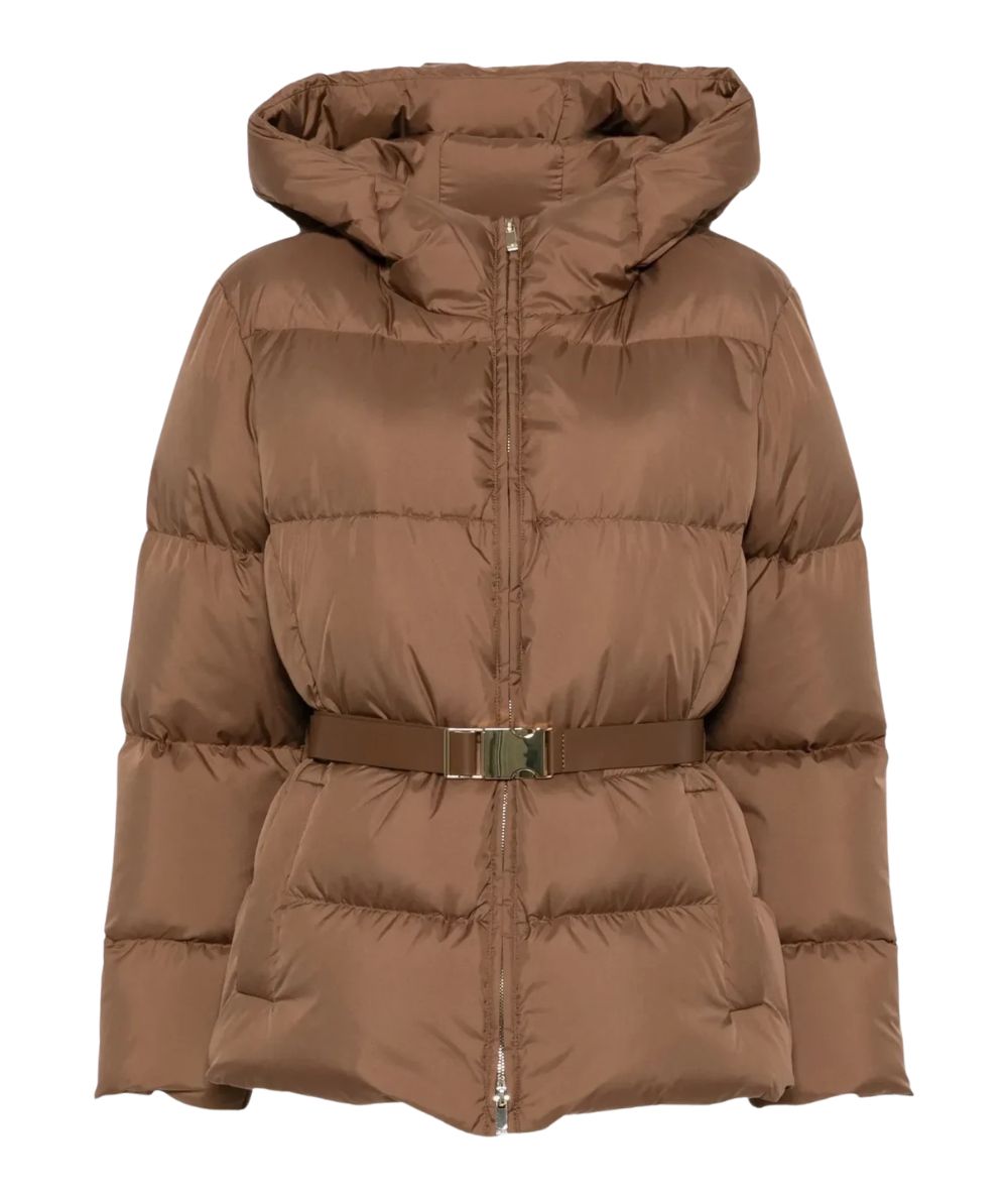 Max Mara Studio Giubbo Imbottito LANA Marrone Cuoio