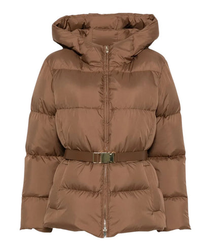 Max Mara Studio Giubbo Imbottito LANA Marrone Cuoio