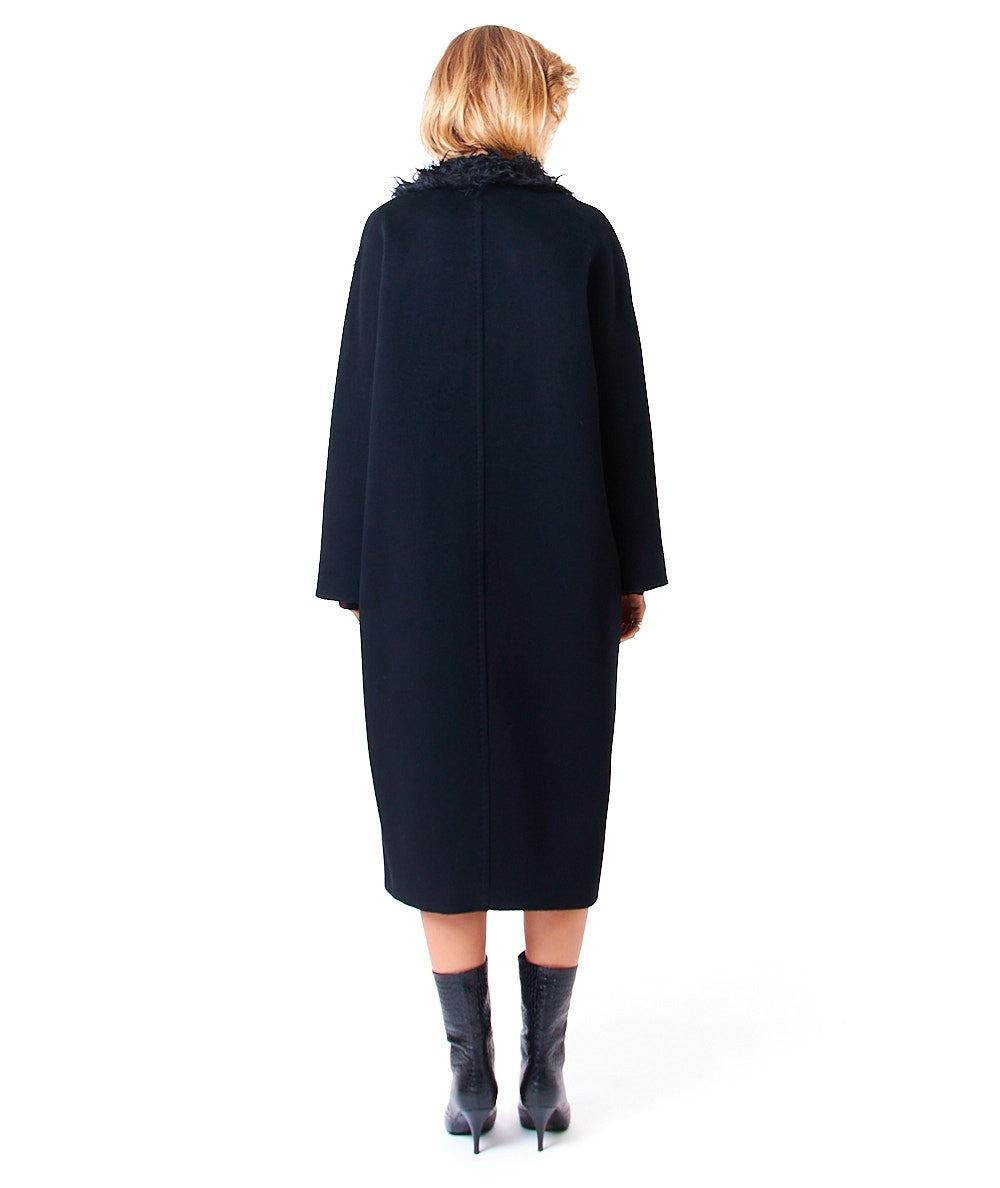 MAX MARA STUDIO CAPPOTTO MIDI IN BEAVER DI LANA VERVE NERO