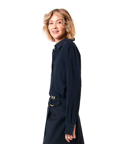 PINKO JACQUARD SHIRT WITH ALL OVER LOGO MORZARE BLACK