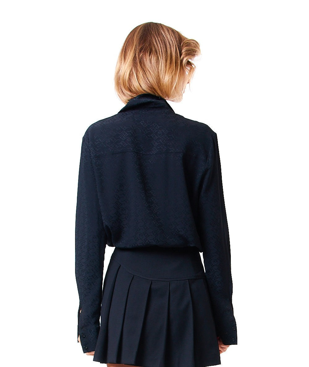 PINKO JACQUARD SHIRT WITH ALL OVER LOGO MORZARE BLACK