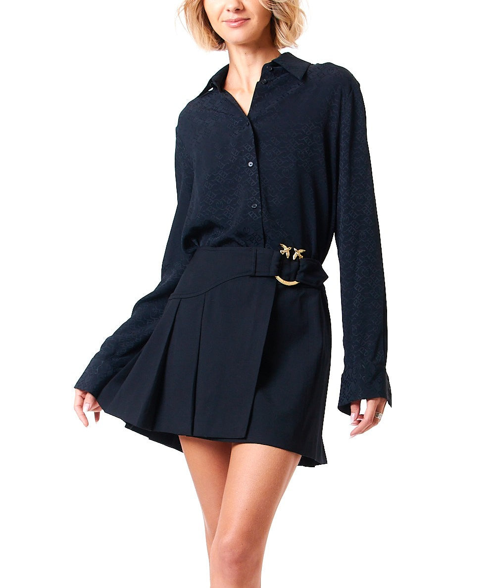 PINKO JACQUARD SHIRT WITH ALL OVER LOGO MORZARE BLACK