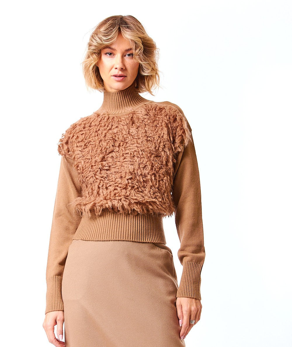 MAX MARA STUDIO DOLCEVITA BOXY IN MISTO MOHAIR GOCCIA CAMMELLO