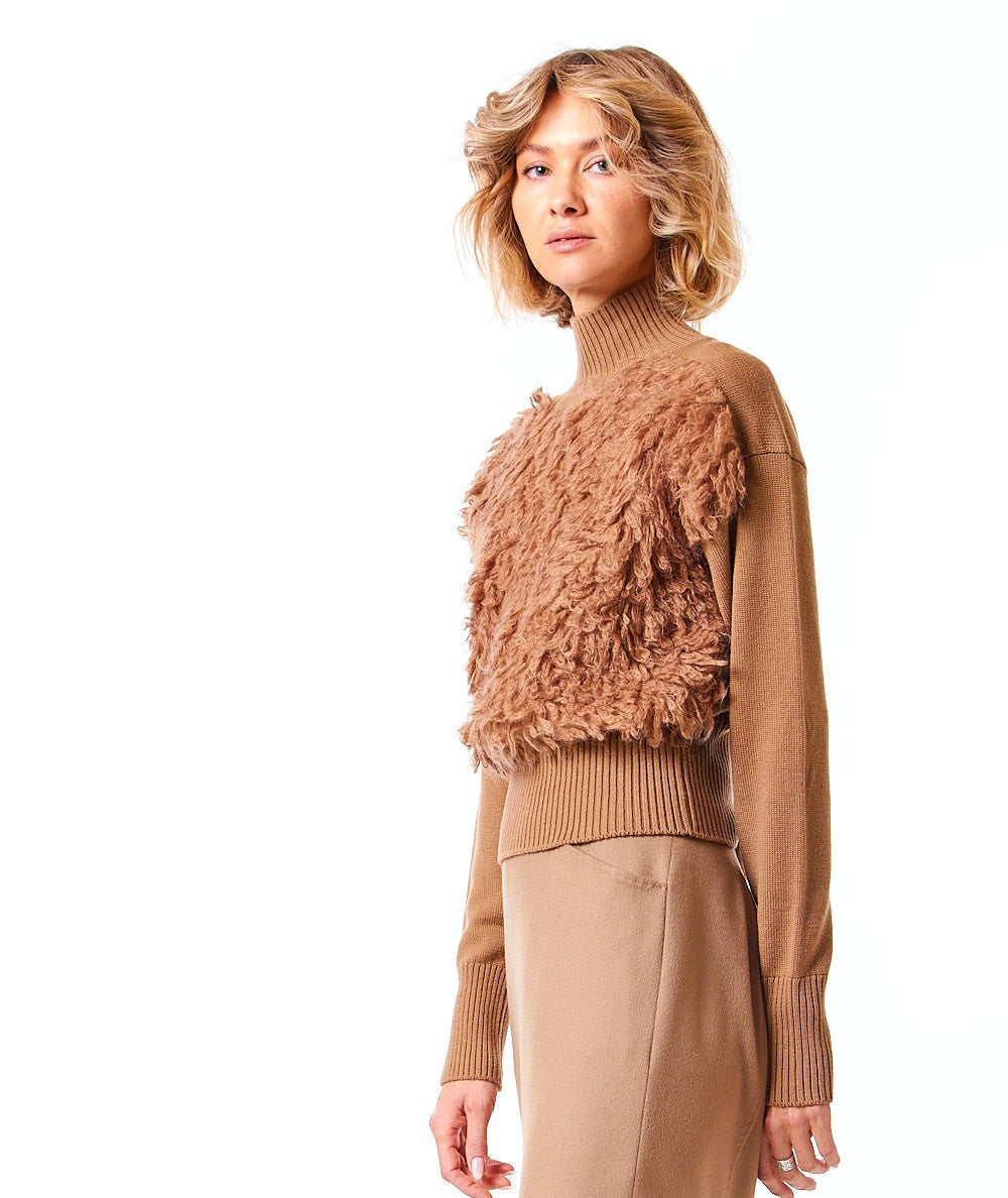 MAX MARA STUDIO DOLCEVITA BOXY IN MISTO MOHAIR GOCCIA CAMMELLO