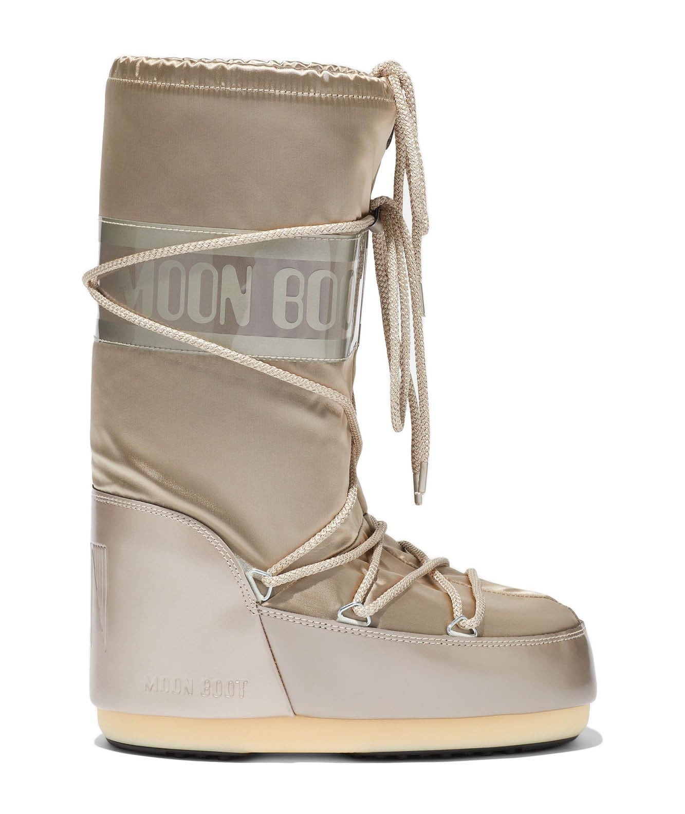 MOON BOOT STIVALE ALTO IN RASO ICON GLANCE 14016800 PLATINO