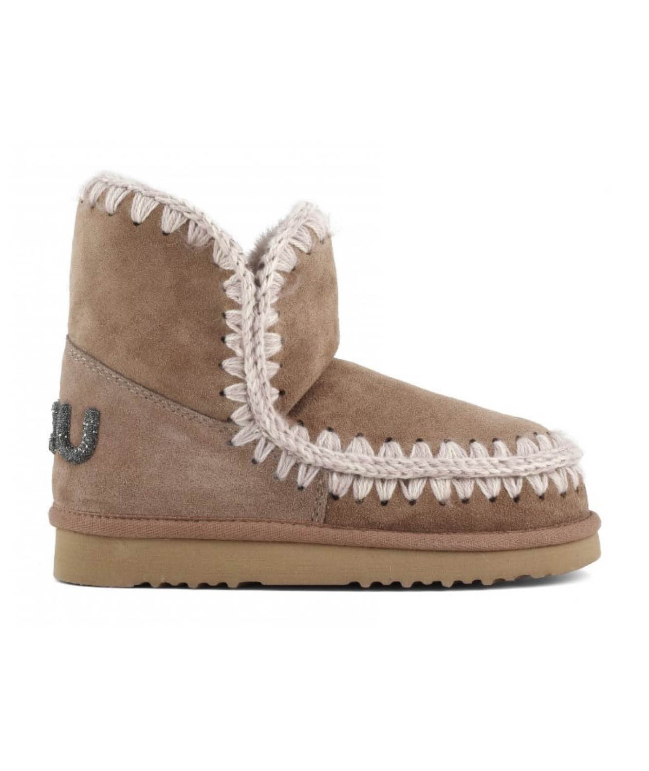 MOU STIVALI IN PELLE SCAMOSCIATA GLITTER LOGO ESKIMO 18 MU.FW101050A ROSA MARRONE