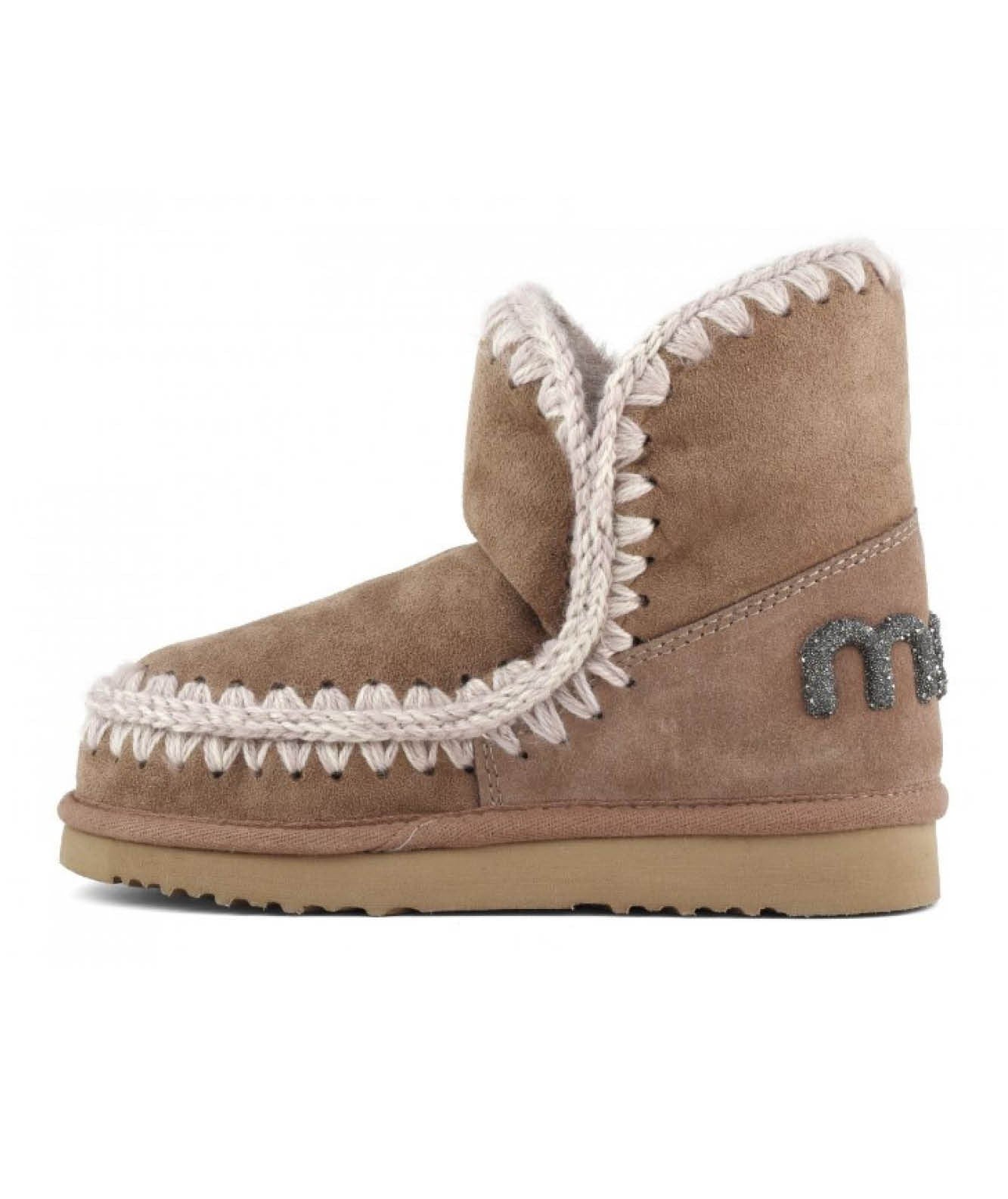 MOU STIVALI IN PELLE SCAMOSCIATA GLITTER LOGO ESKIMO 18 MU.FW101050A ROSA MARRONE