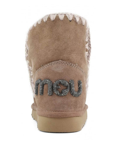 MOU STIVALI IN PELLE SCAMOSCIATA GLITTER LOGO ESKIMO 18 MU.FW101050A ROSA MARRONE