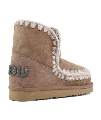 MOU STIVALI IN PELLE SCAMOSCIATA GLITTER LOGO ESKIMO 18 MU.FW101050A ROSA MARRONE