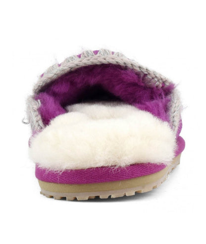 MOU PANTOFOLE IN PELLE SCAMOSCIATA ESKIMO STITCH MU.FW161007A CICLAMINO