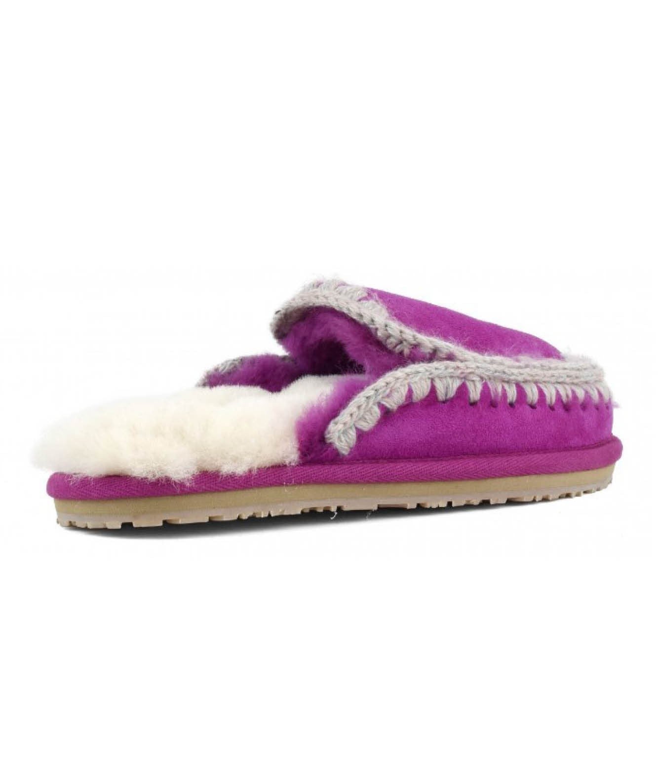 MOU PANTOFOLE IN PELLE SCAMOSCIATA ESKIMO STITCH MU.FW161007A CICLAMINO