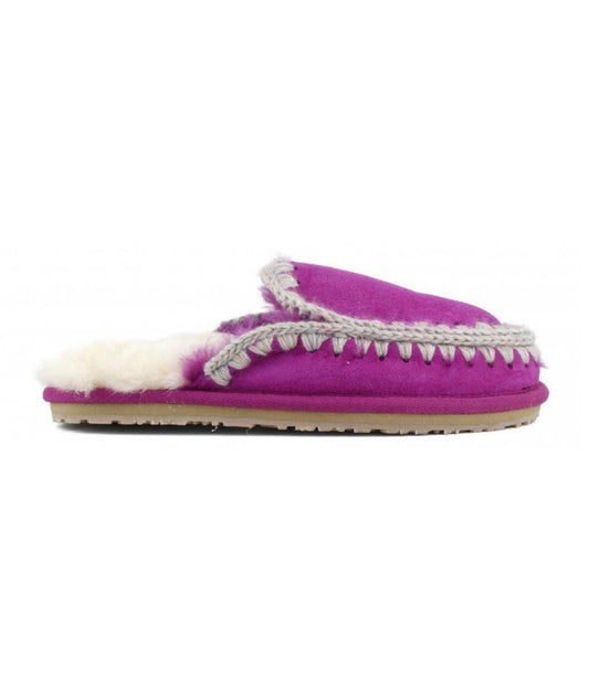 MOU PANTOFOLE IN PELLE SCAMOSCIATA ESKIMO STITCH MU.FW161007A CICLAMINO