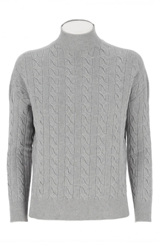 KAOS DAY BY DAY MAGLIA A TRECCE CON COLLO ALTO PIBPT062 GRIGIO CHIARO