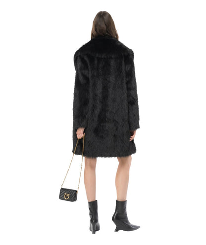 PINKO CAPPOTTO CABAN IN FAUX FUR EFFETTO PELLICCIA CATTIVIK NERO