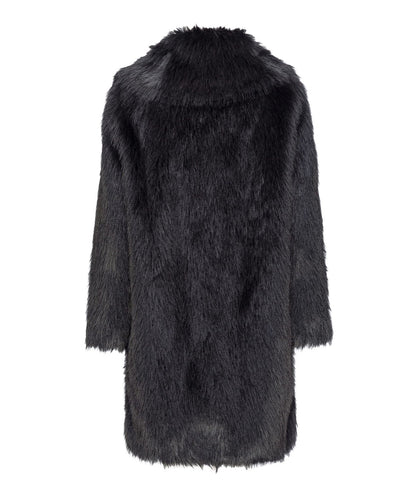 PINKO CAPPOTTO CABAN IN FAUX FUR EFFETTO PELLICCIA CATTIVIK NERO