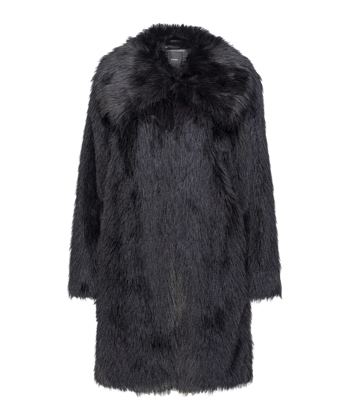 PINKO CAPPOTTO CABAN IN FAUX FUR EFFETTO PELLICCIA CATTIVIK NERO