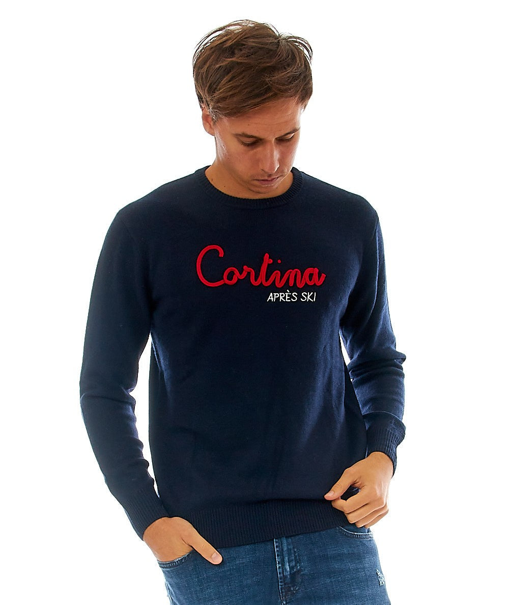 MC2 SAINT BARTH MAGLIONE CON RICAMO CORTINA HERON BLU NAVY