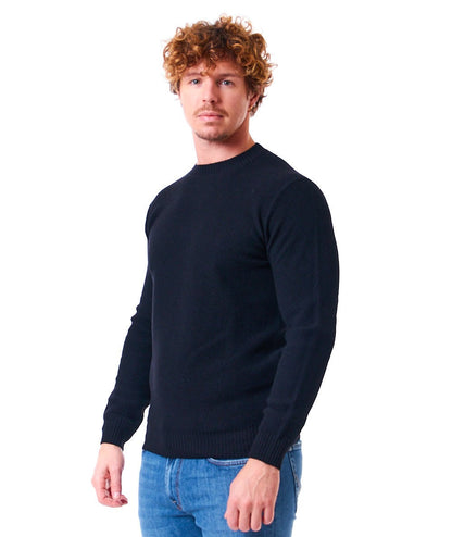 FILIPPO DE LAURENTIIS MAGLIA GIROCOLLO IN LANA MERINO CON TRAMA A NIDO D'APE GC3ML/WM12Q BLU NAVY