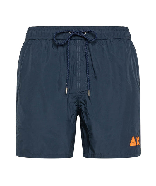 SUN68 BEACH PANTALONCINI DA MARE CON LOGO FLUO H33108 NAVY BLU