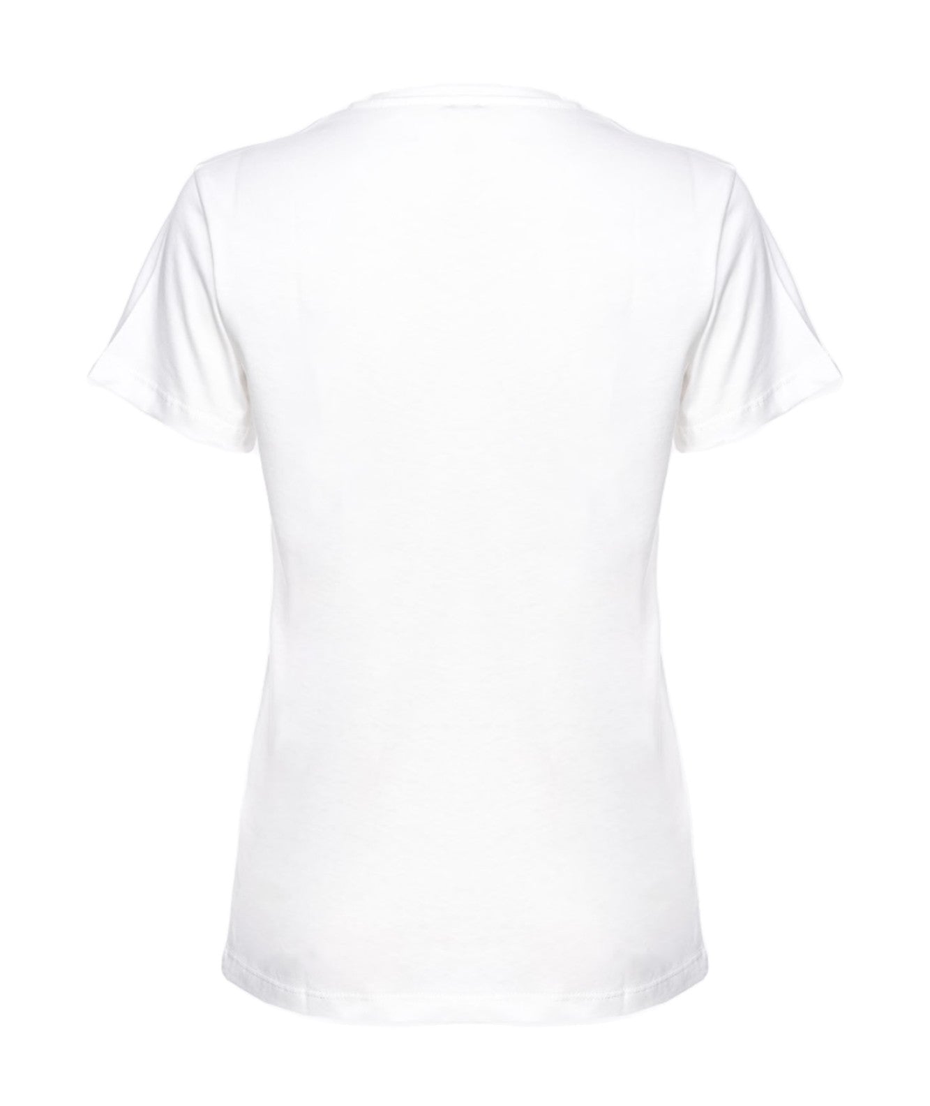 PINKO T-SHIRT GIROCOLLO CON RICAMO CUORI TRAPANI BIANCO