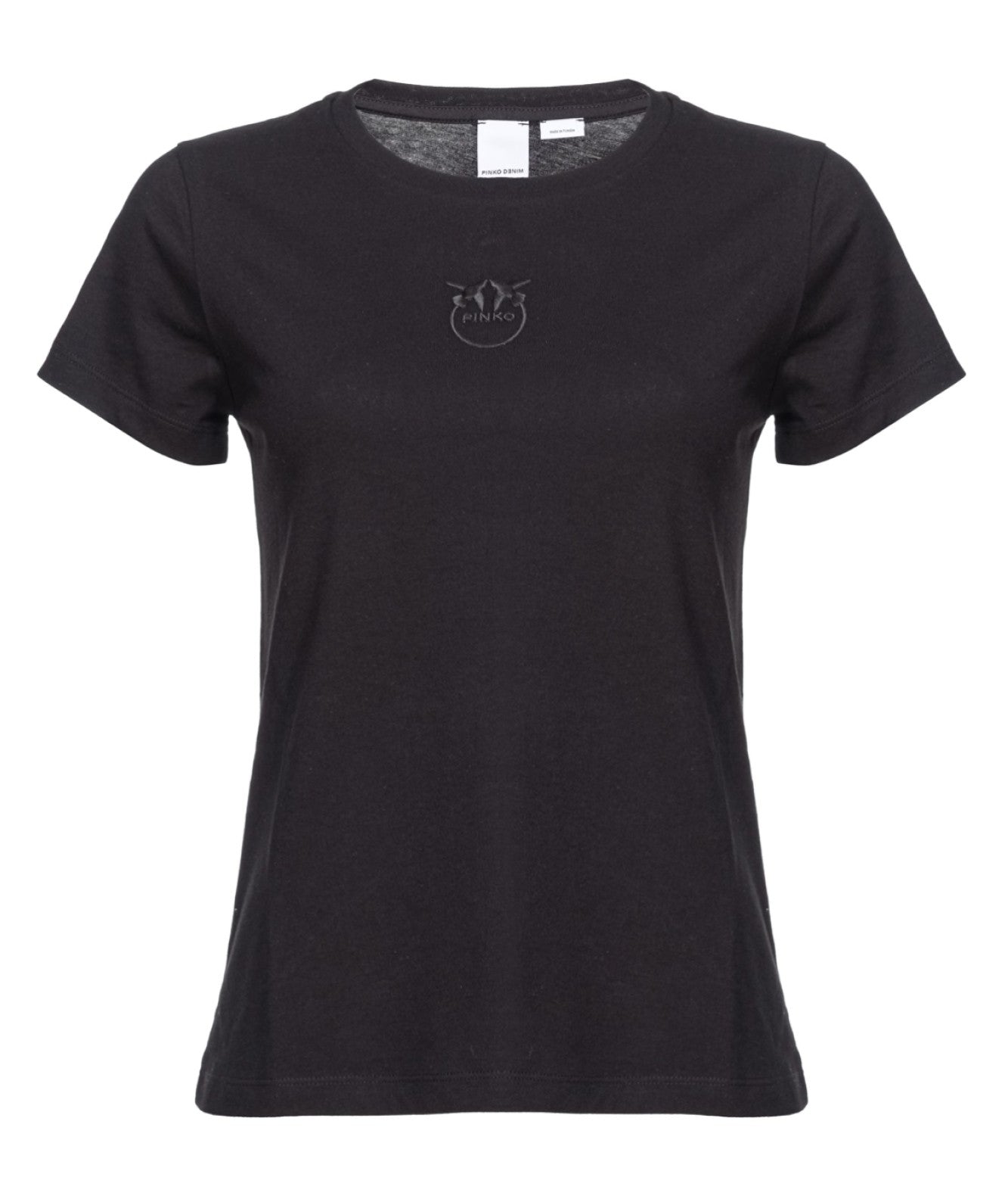 PINKO T-SHIRT JERSEY CON RICAMO MINI LOGO BUSSOLOTTO NERO