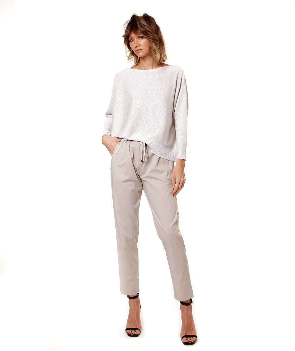 D.EXTERIOR PANTALONE JOGGING IN POPELINE 58589 BEIGE