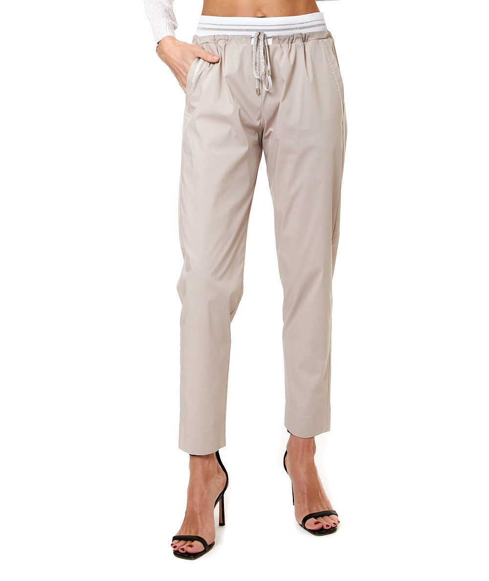 D.EXTERIOR PANTALONE JOGGING IN POPELINE 58589 BEIGE