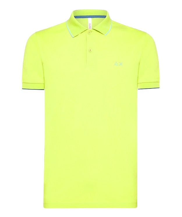 SUN68 POLO CON PROFILO SOTTILE SUL COLLETTO A34113 LIME