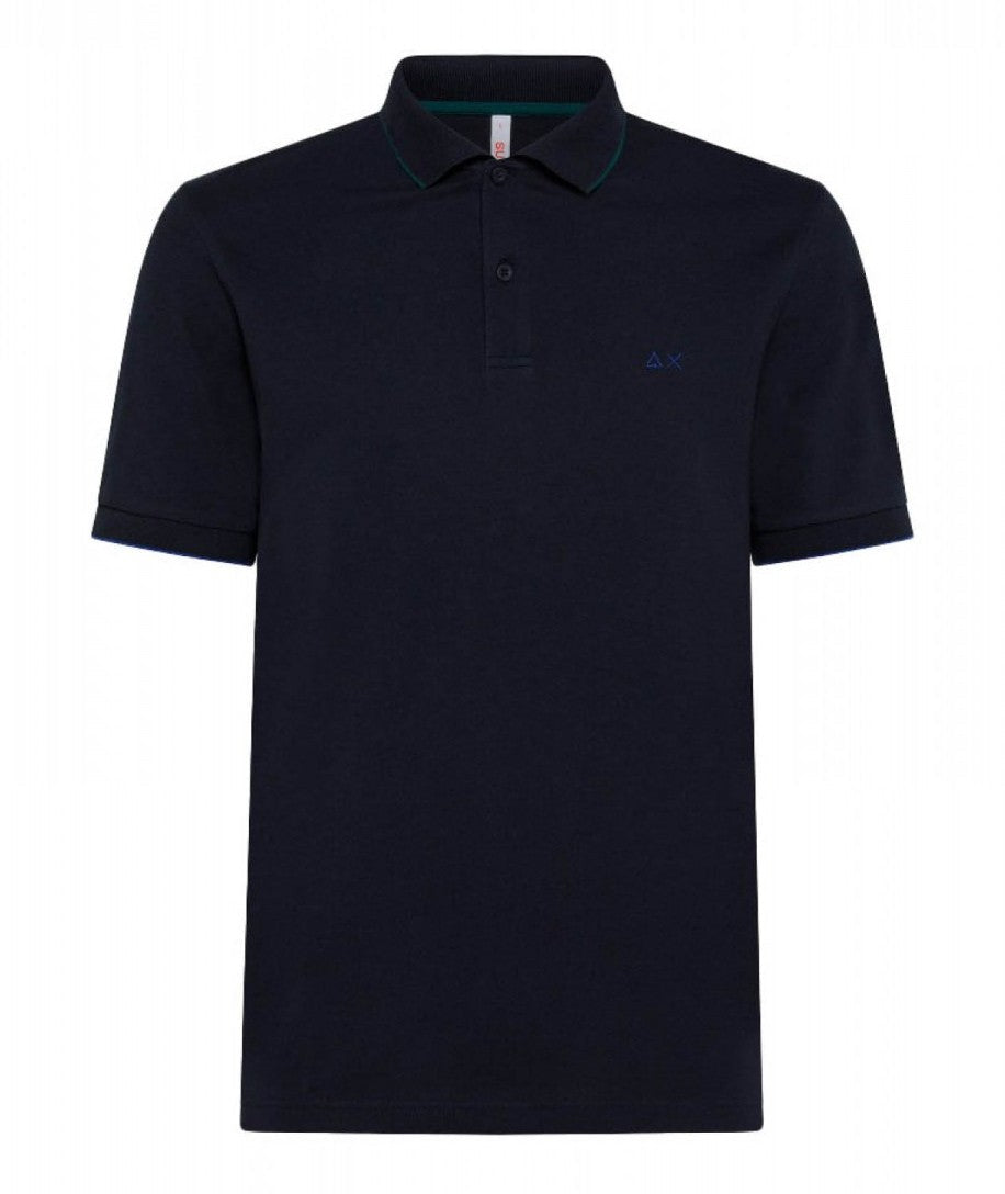 SUN68 POLO CON PROFILO SOTTILE SUL COLLETTO A33111 NAVY BLU