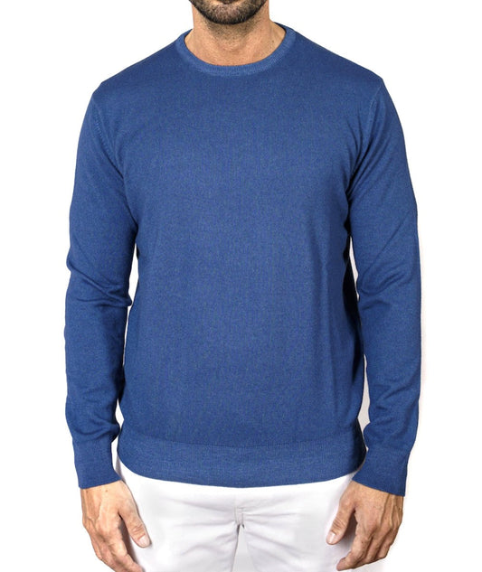 FILIPPO DE LAURENTIIS MAGLIA GIROCOLLO IN MISTO LANA MERINO E CASHMERE GC1ML/WSC12V BLU AVIO