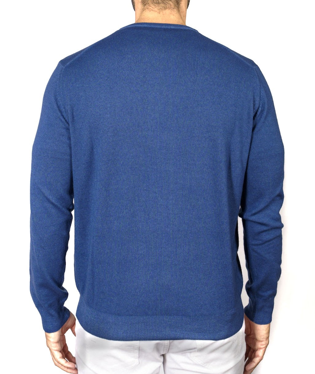 FILIPPO DE LAURENTIIS MAGLIA GIROCOLLO IN MISTO LANA MERINO E CASHMERE GC1ML/WSC12V BLU AVIO